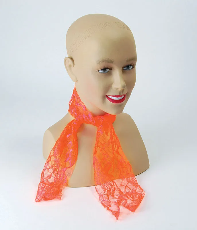 80's Neon Lace Scarf in Orange