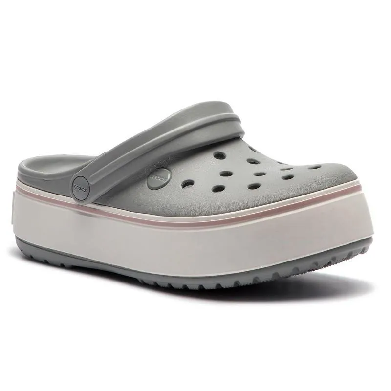 Authentic Crocs Crocband Platform Clog - Light Gray/ Rose