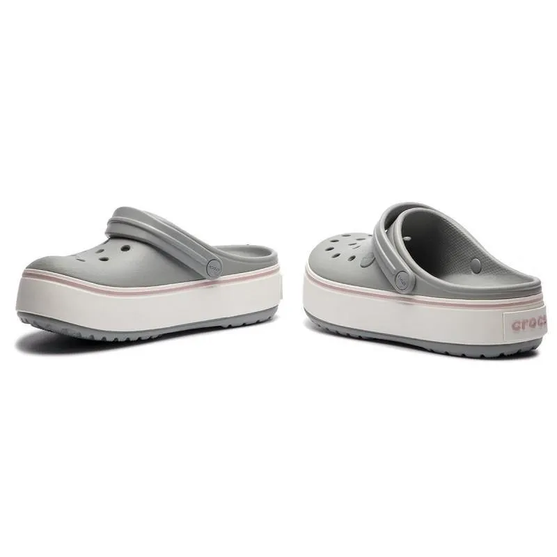 Authentic Crocs Crocband Platform Clog - Light Gray/ Rose