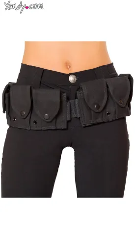 Black Costume Belt With Pouches