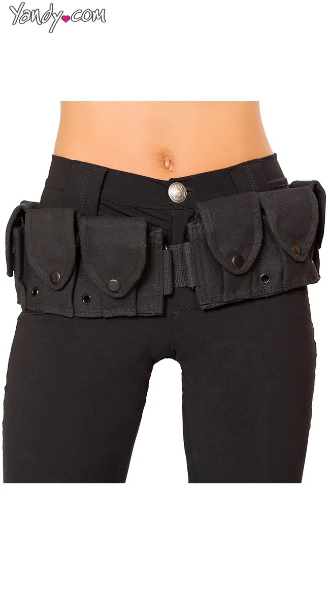 Black Costume Belt With Pouches