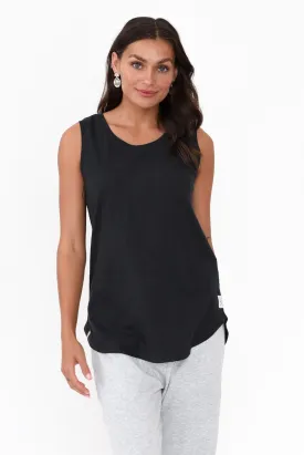 Black Cotton Scoop Tank