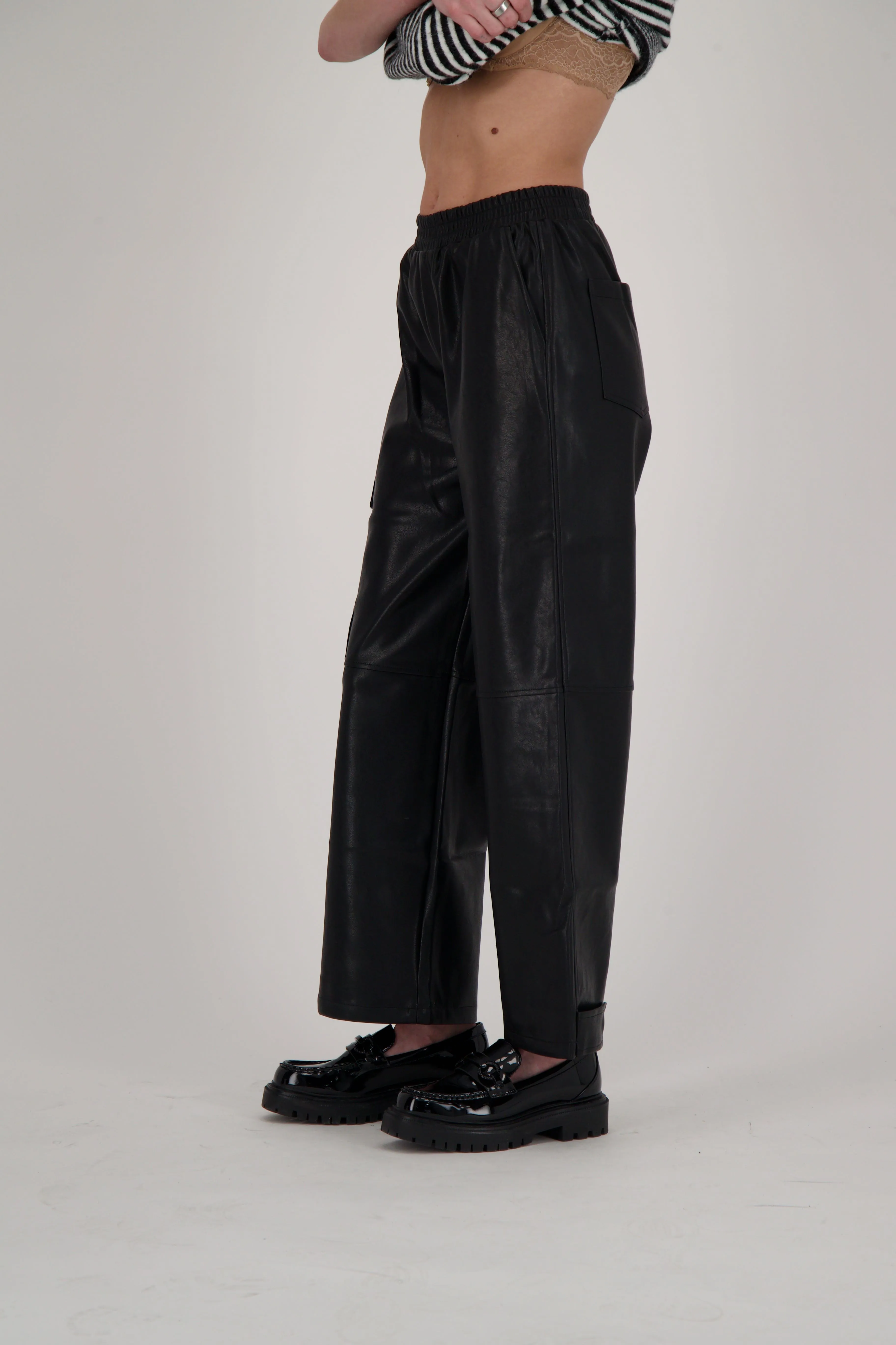 Faux Leather Utility Cargo Pant