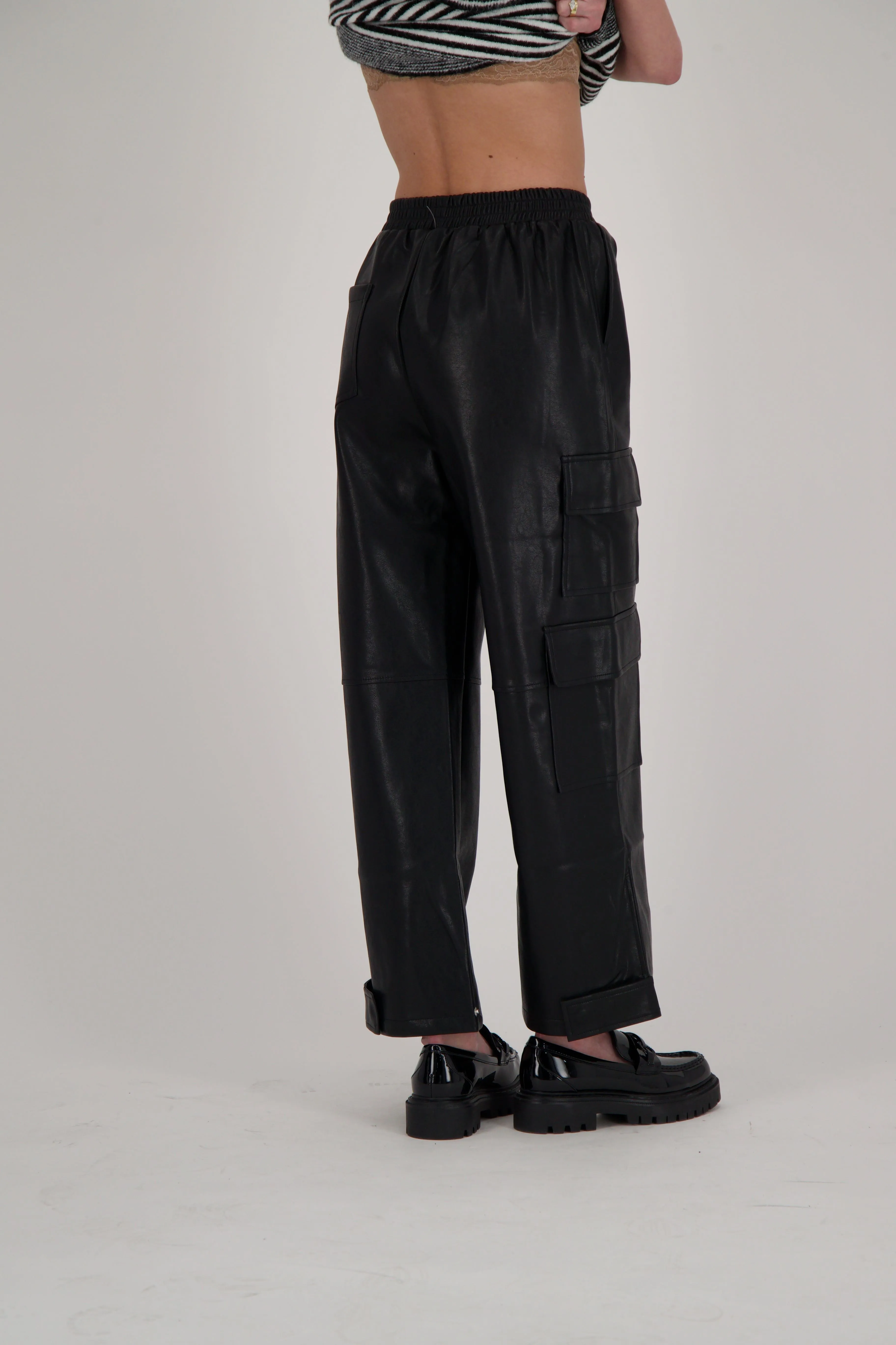 Faux Leather Utility Cargo Pant