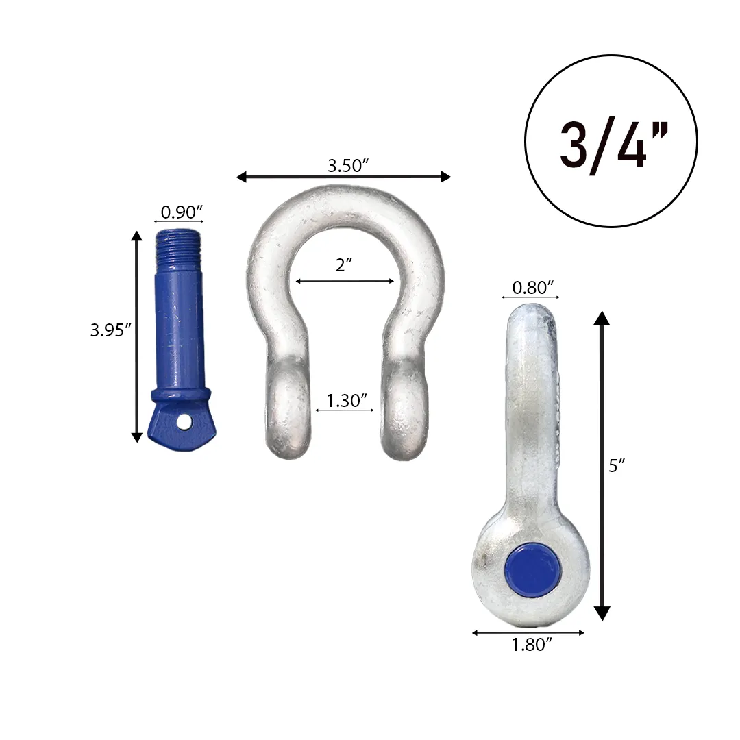 Galvanized Finish Multi-Size Forged Screw-In Anchor Shackle Set: Heavy-Duty and Versatile Anchoring Solution