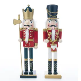 Kurt Adler 15-Inch Wooden King and Soldier Nutcracker Tablepiece, 2 Assorted, C4810