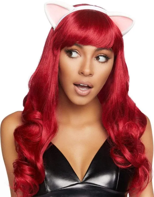 Latex Kitty Ear Costume Headband (White)