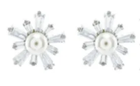 Neviah Pearl and Crystal Bridal Stud Earring