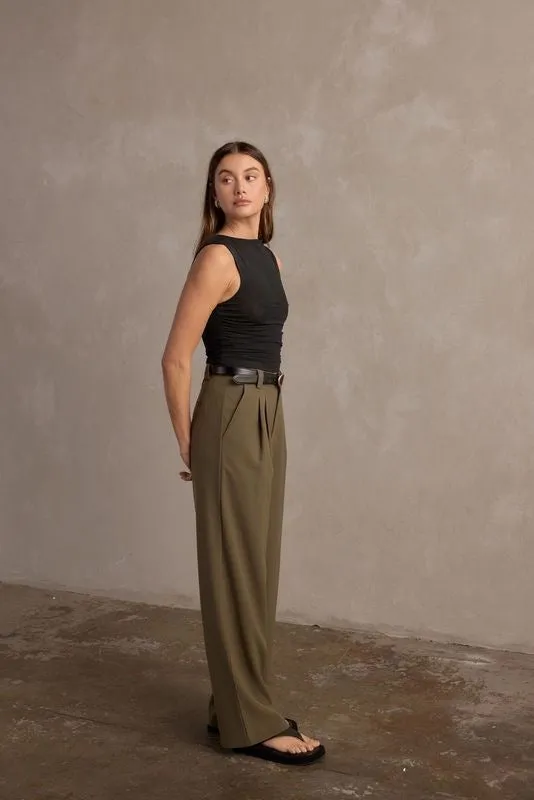 Raef The Label Olivia Wide Leg Pant - Olive