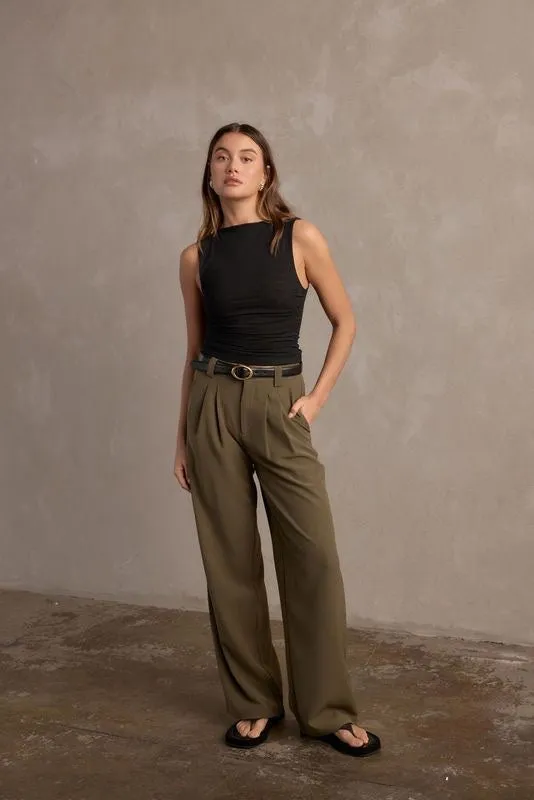 Raef The Label Olivia Wide Leg Pant - Olive