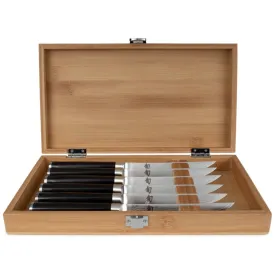 Shun Classic 6 Pc Steak Knife Set: Six Steak Knives | bamboo boxed set