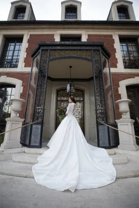 Silk Satin - Ball Gown Open Back Sparkly Wedding Dress with Long Train, White