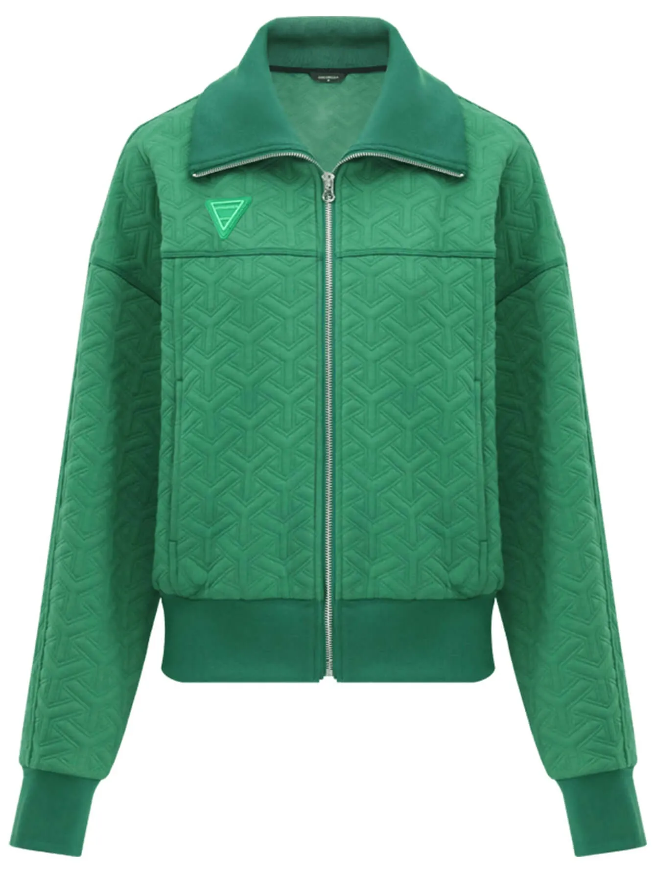 Turtleneck Zip-Through Green Windbreaker Jacket